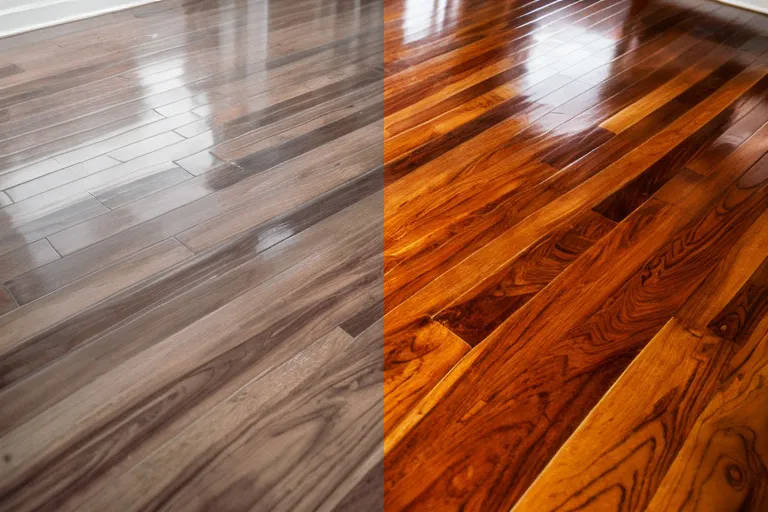 Příklad renovace parket a broušení parket před a po
